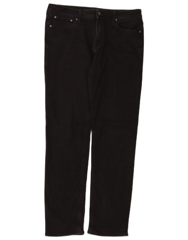Jack & Jones Mens Straight Jeans W34 L34 Black Cotton