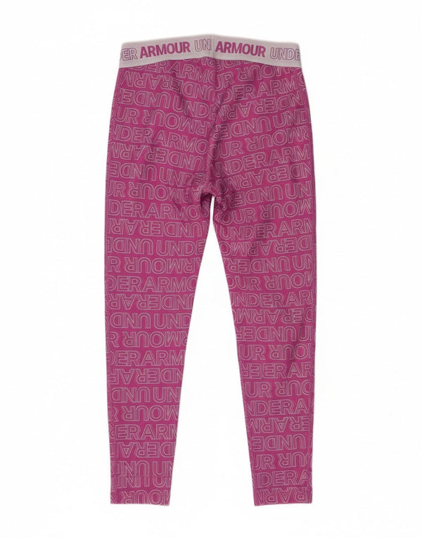Under Armour Girls Graphic Leggings 11-12 Years Large Pink Colourblock