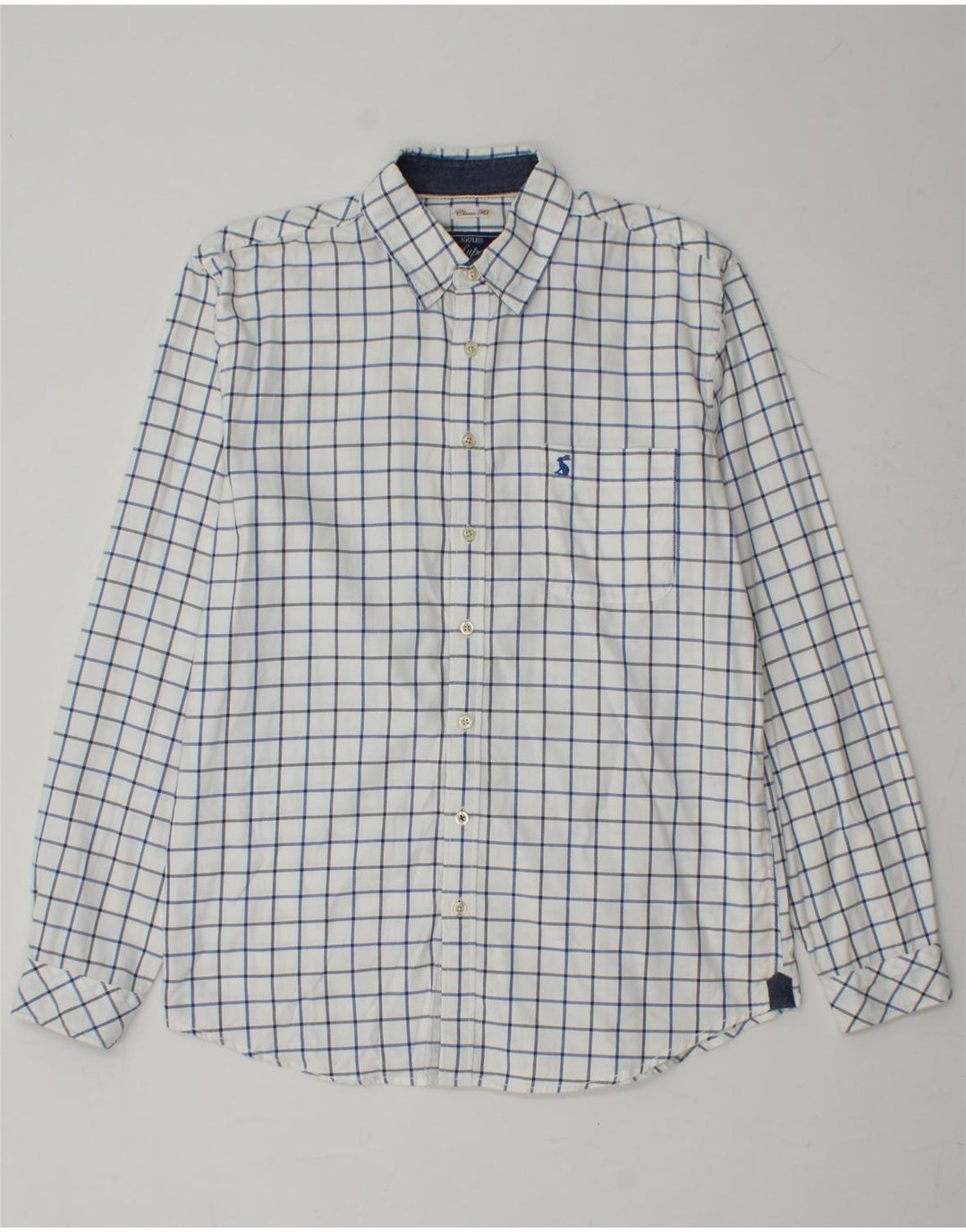 JOULES Mens Classic Fit Shirt Medium White Check Cotton