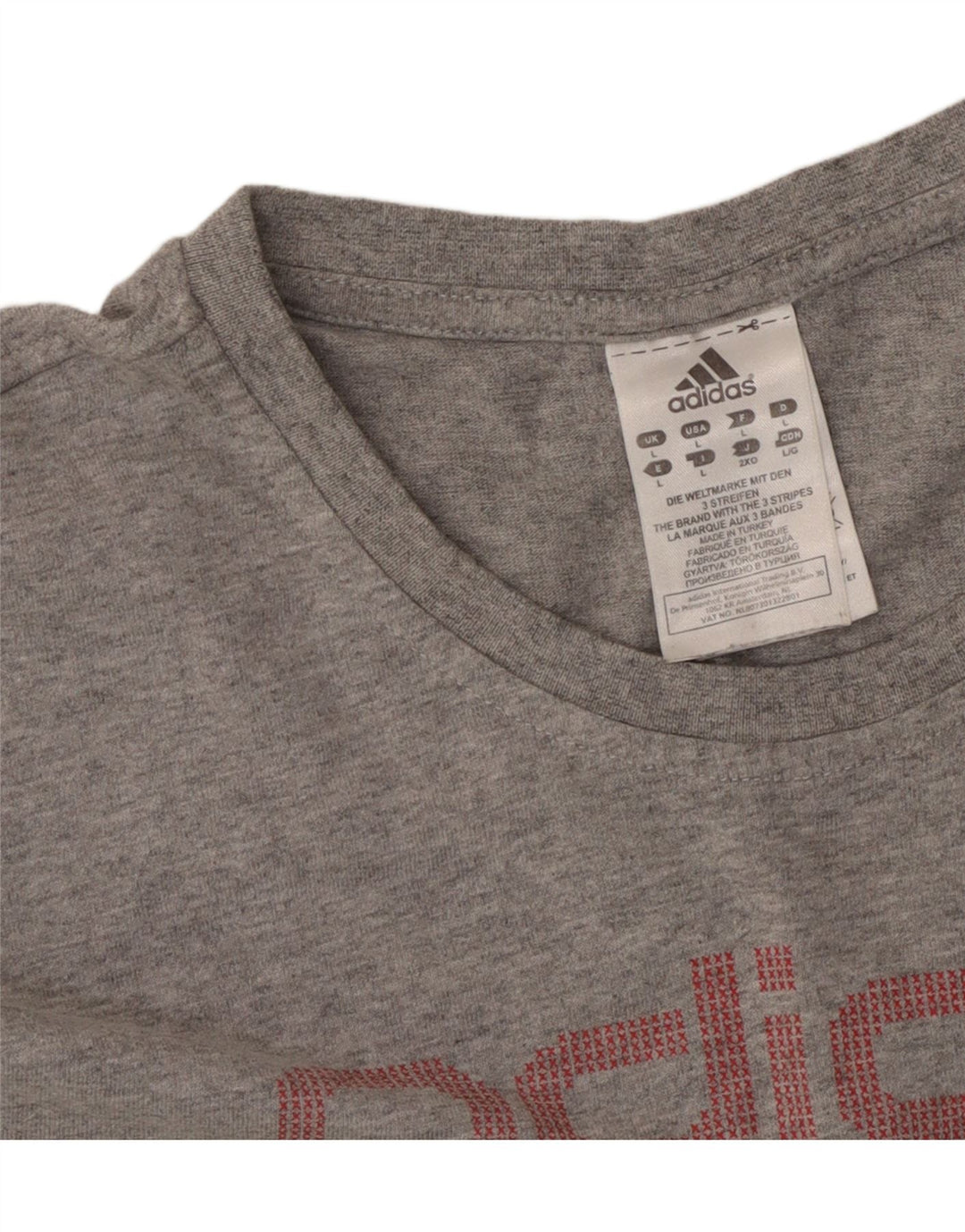 ADIDAS Womens Graphic T-Shirt Top UK 16 Large Grey Cotton