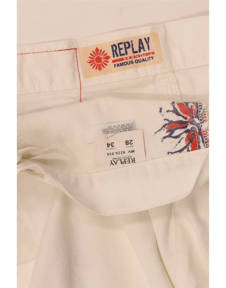 Replay Mens Straight Jeans W28 L30 White Cotton