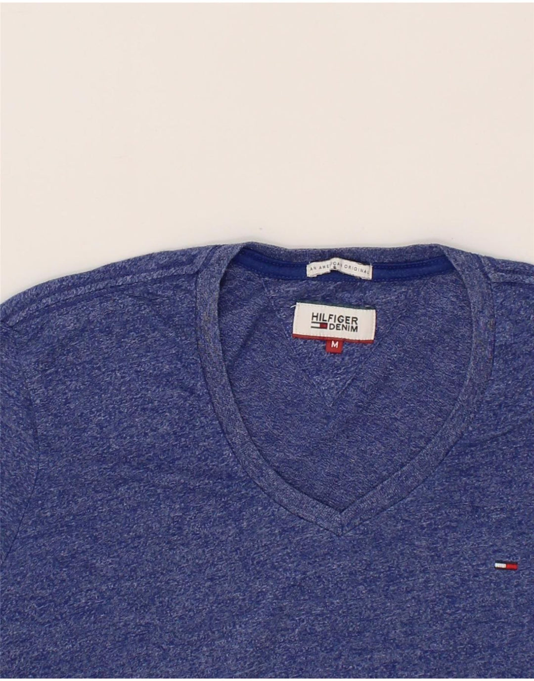 TOMMY HILFIGER Mens T-Shirt Top Medium Blue Flecked Cotton Vintage Tommy Hilfiger and Second-Hand Tommy Hilfiger from Messina Hembry 