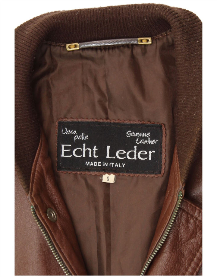 VINTAGE Mens Leather Jacket UK 36 Small Brown Leather