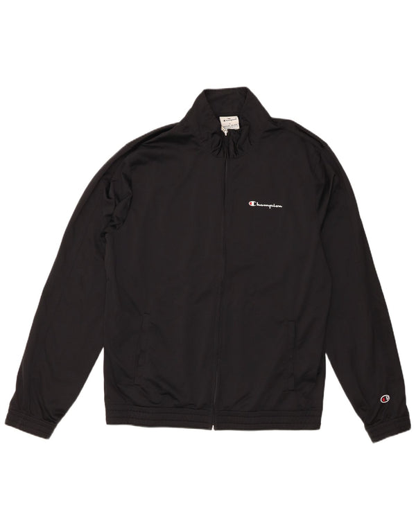 CHAMPION Mens Tracksuit Top Jacket Large Black Polyester