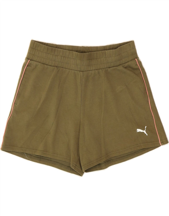 PUMA Womens Graphic Sport Shorts UK 14 Medium  Khaki Vintage Puma and Second-Hand Puma from Messina Hembry 