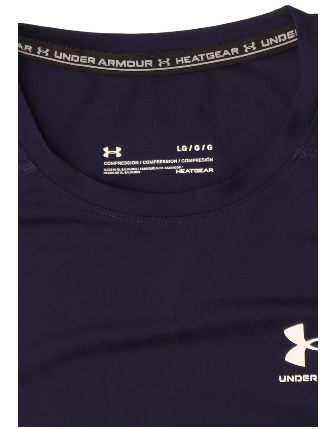 UNDER ARMOUR Mens Heat Gear T-Shirt Top Large Navy Blue Synthetic
