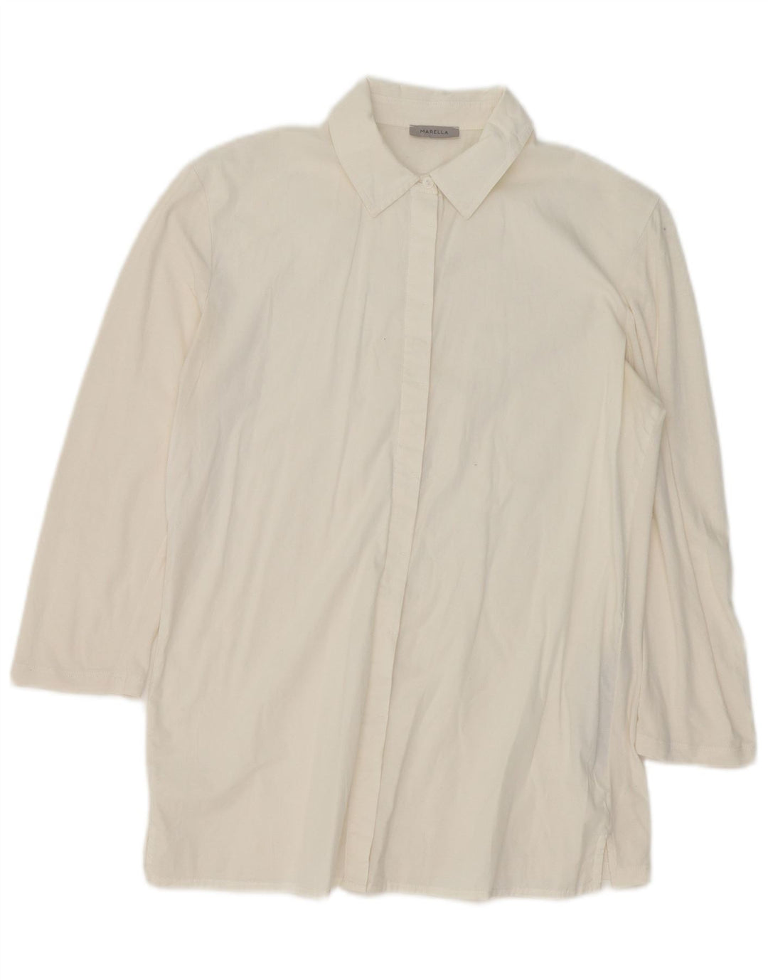Marella Womens Longline Shirt Blouse UK 16 Large Off White Cotton
