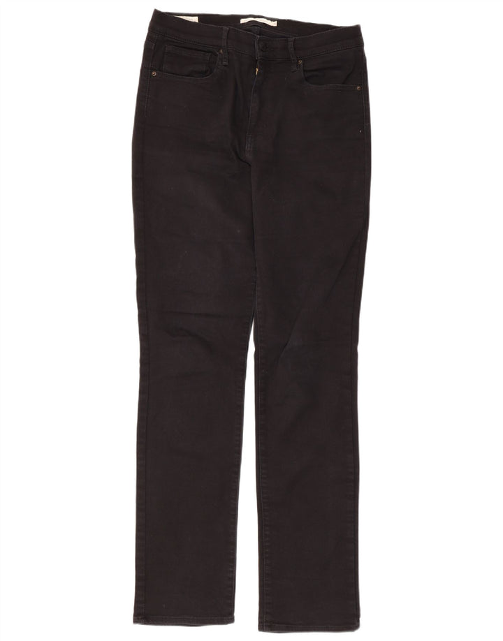 LEVI'S Womens 724 High Rise Straight Jeans W31 L31 Black Cotton