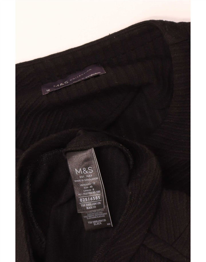 Marks & Spencer Womens Full Zip Blazer Jacket UK 12 Medium Black Polyester