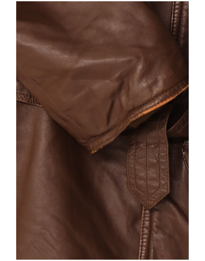 VINTAGE Mens Leather Jacket IT 50 Large Brown Leather