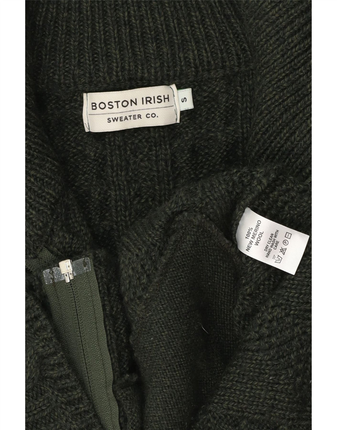 BOSTON IRISH Womens Cardigan Sweater UK 10 Small Green Merino Wool