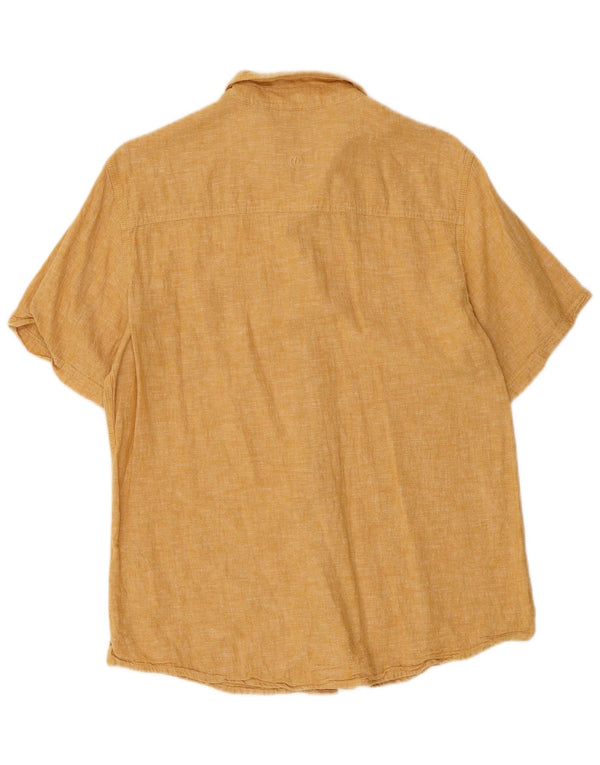 Fat Face Mens Short Sleeve Shirt Small Yellow Linen