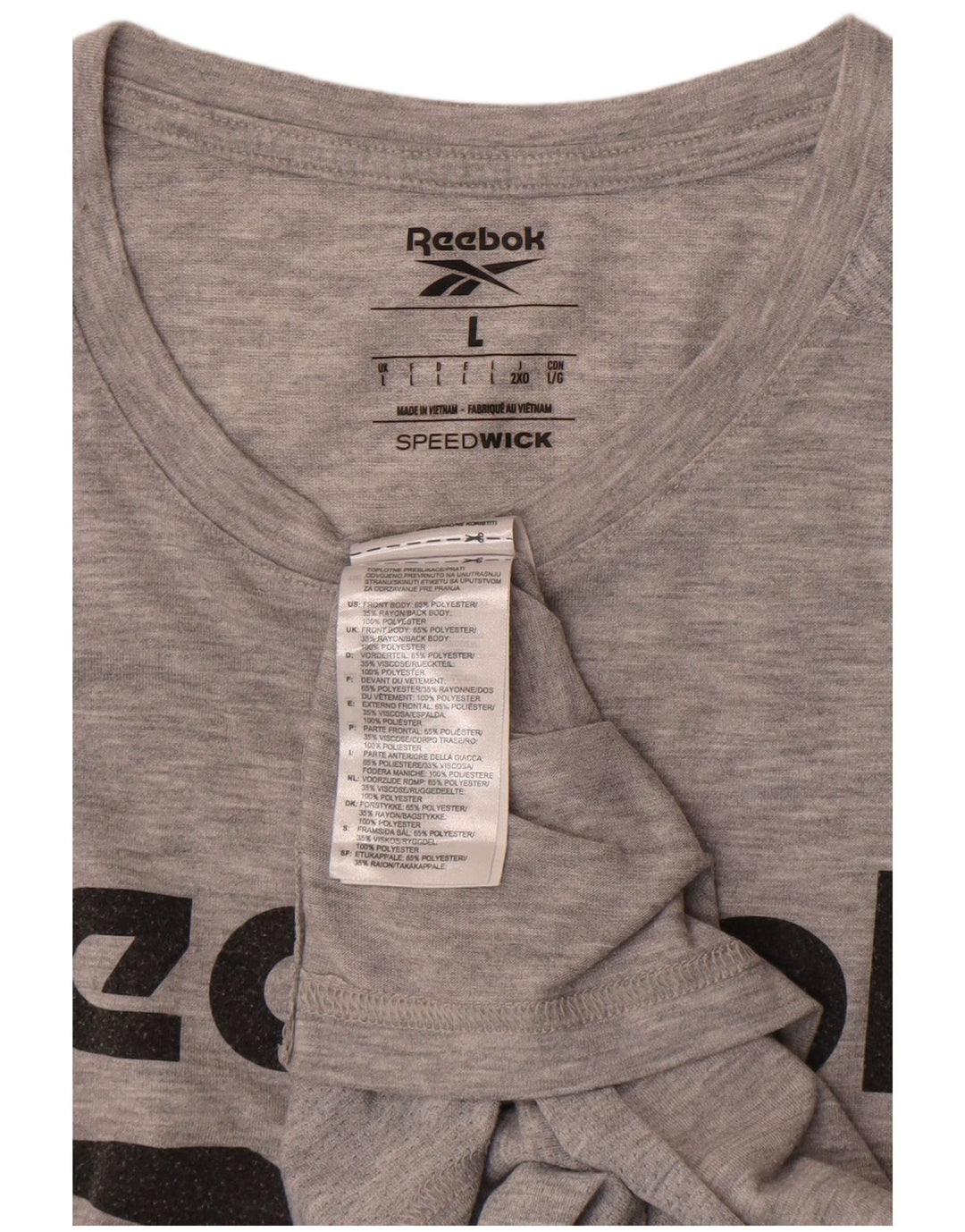REEBOK Mens Graphic T-Shirt Top Large Grey Flecked Polyester