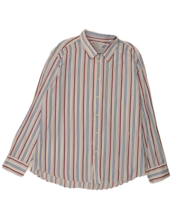 Ben Sherman Mens Shirt 2XL White Striped Cotton