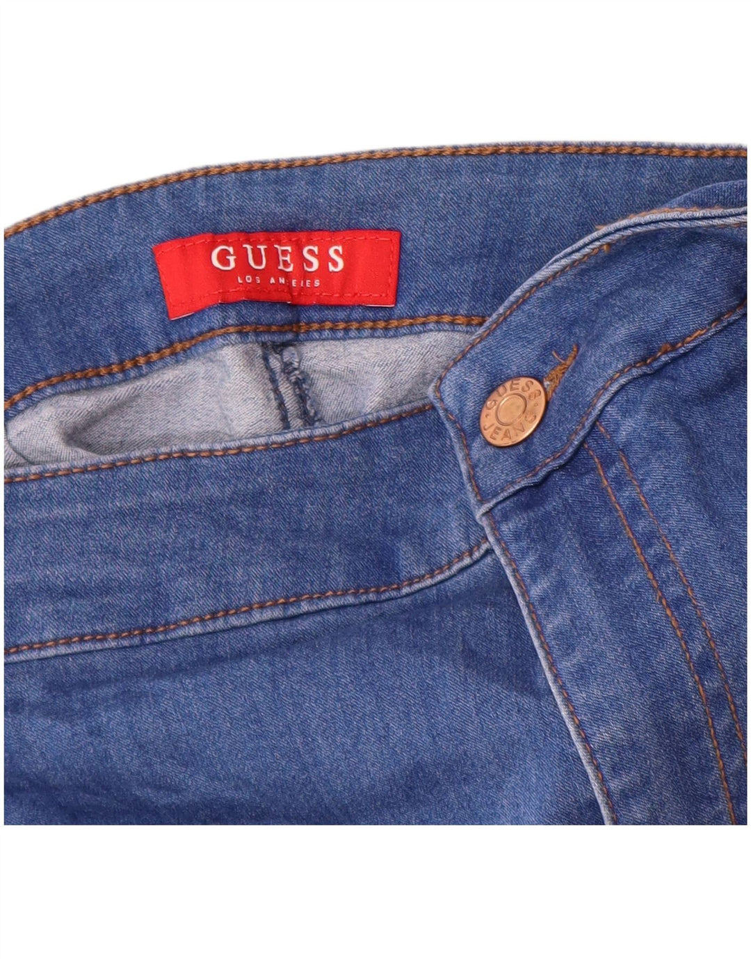 GUESS Womens High Waist Skinny Jeans W24 L28 Blue Cotton