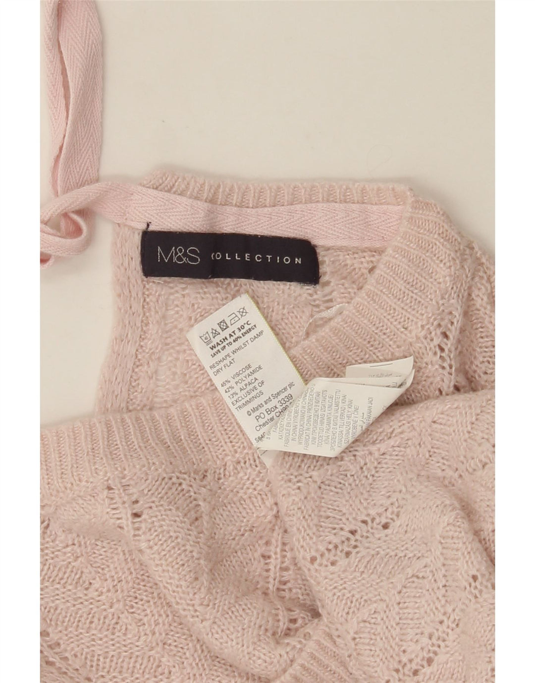 MARKS & SPENCER Womens Crop Boat Neck Jumper Sweater UK 8 Small Pink