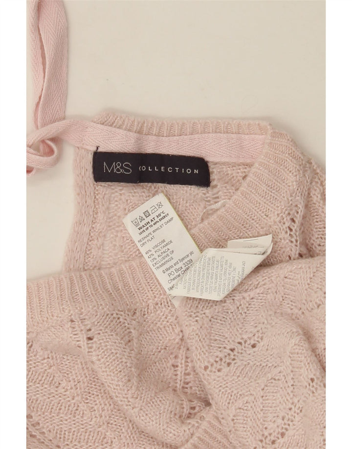 MARKS & SPENCER Womens Crop Boat Neck Jumper Sweater UK 8 Small Pink