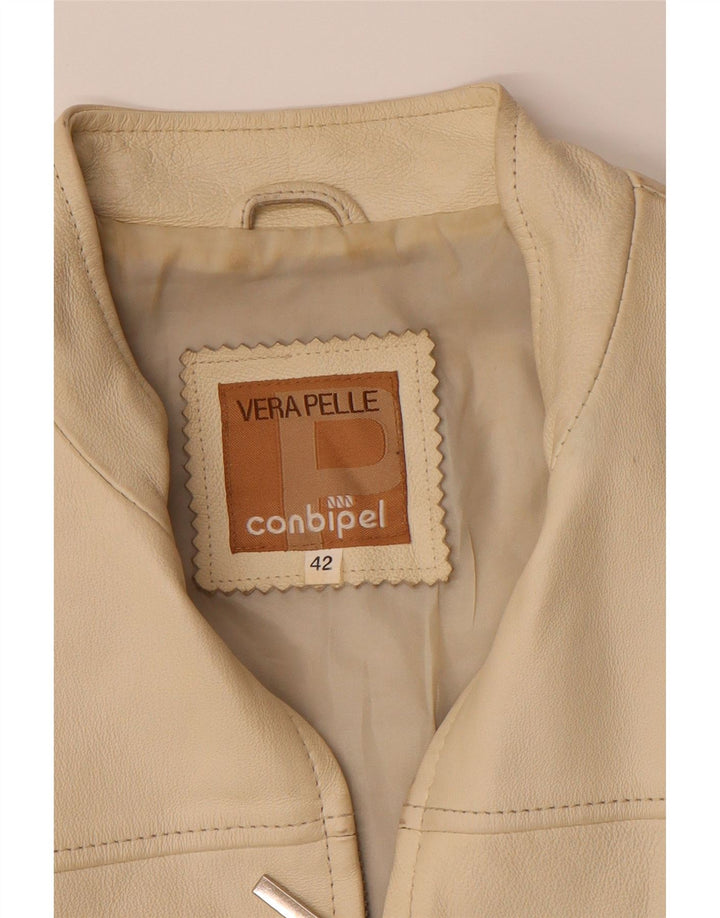 CONBIPEL Womens Leather Jacket IT 42 Medium Beige Leather Vintage Conbipel and Second-Hand Conbipel from Messina Hembry 