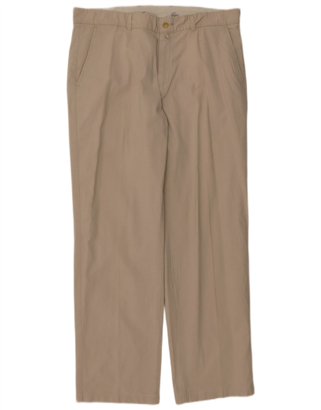LACOSTE Mens Straight Chino Trousers Size 48 XL W38 L31 Beige Cotton