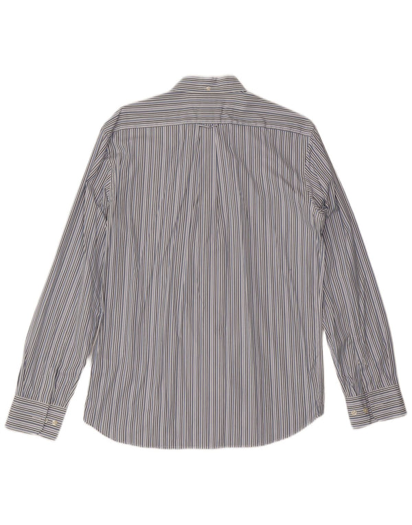 Faconnable Mens Club Shirt Medium Blue Striped Cotton