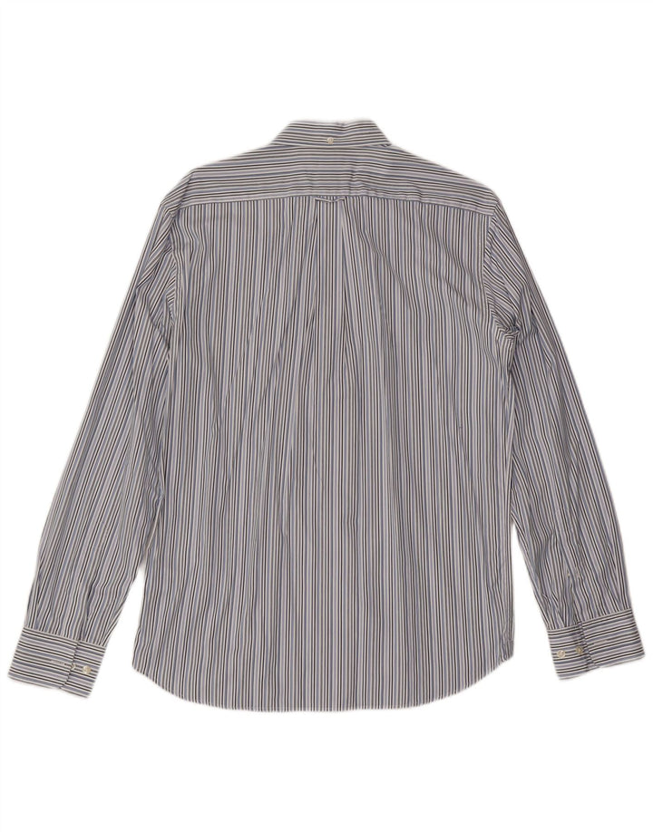 Faconnable Mens Club Shirt Medium Blue Striped Cotton