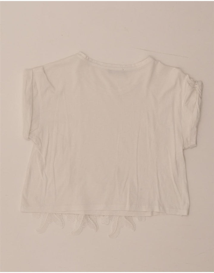 Zara Womens Crop Blouse Top UK 12 Medium White Floral