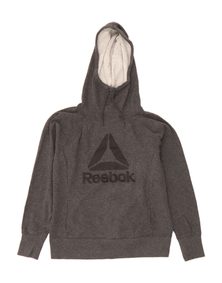 REEBOK Mens Graphic Hoodie Jumper Medium Grey Cotton Vintage Reebok and Second-Hand Reebok from Messina Hembry 
