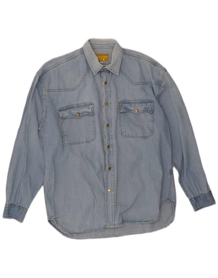 Vintage Mens Denim Shirt Large Blue