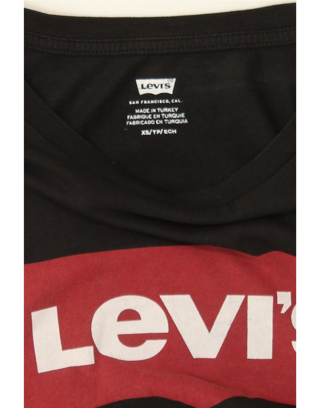 LEVI'S Mens Graphic Top Long Sleeve XS Black Cotton Vintage Levi's and Second-Hand Levi's from Messina Hembry 