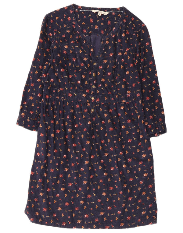 Fat Face Womens 3/4 Sleeve Sheath Dress UK 12 Medium Navy Blue Floral