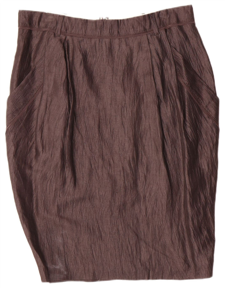 ICEBERG Womens Pencil Skirt IT 44 Medium W30  Brown Linen