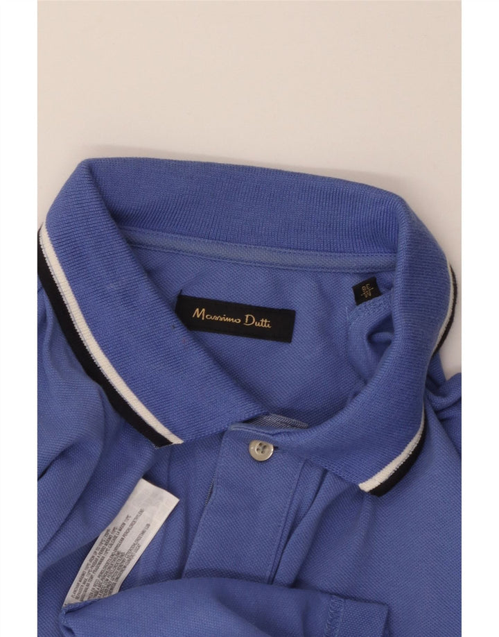 MASSIMO DUTTI Mens Polo Shirt Medium Blue Cotton