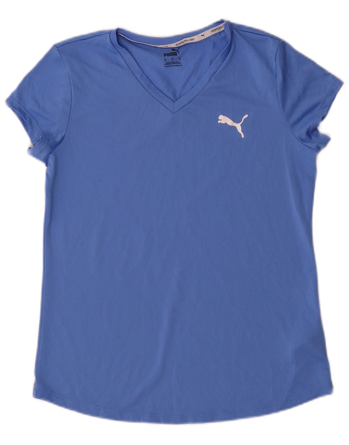 Puma Womens T-Shirt Top UK 12 Medium Blue Polyester
