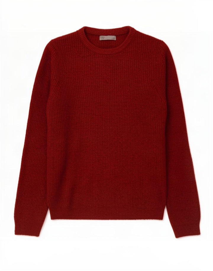 Marks & Spencer Mens Crew Neck Jumper Sweater Medium Burgundy Acrylic