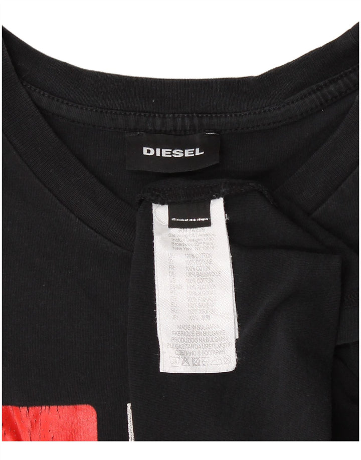 DIESEL Mens Graphic T-Shirt Top Small Black Cotton