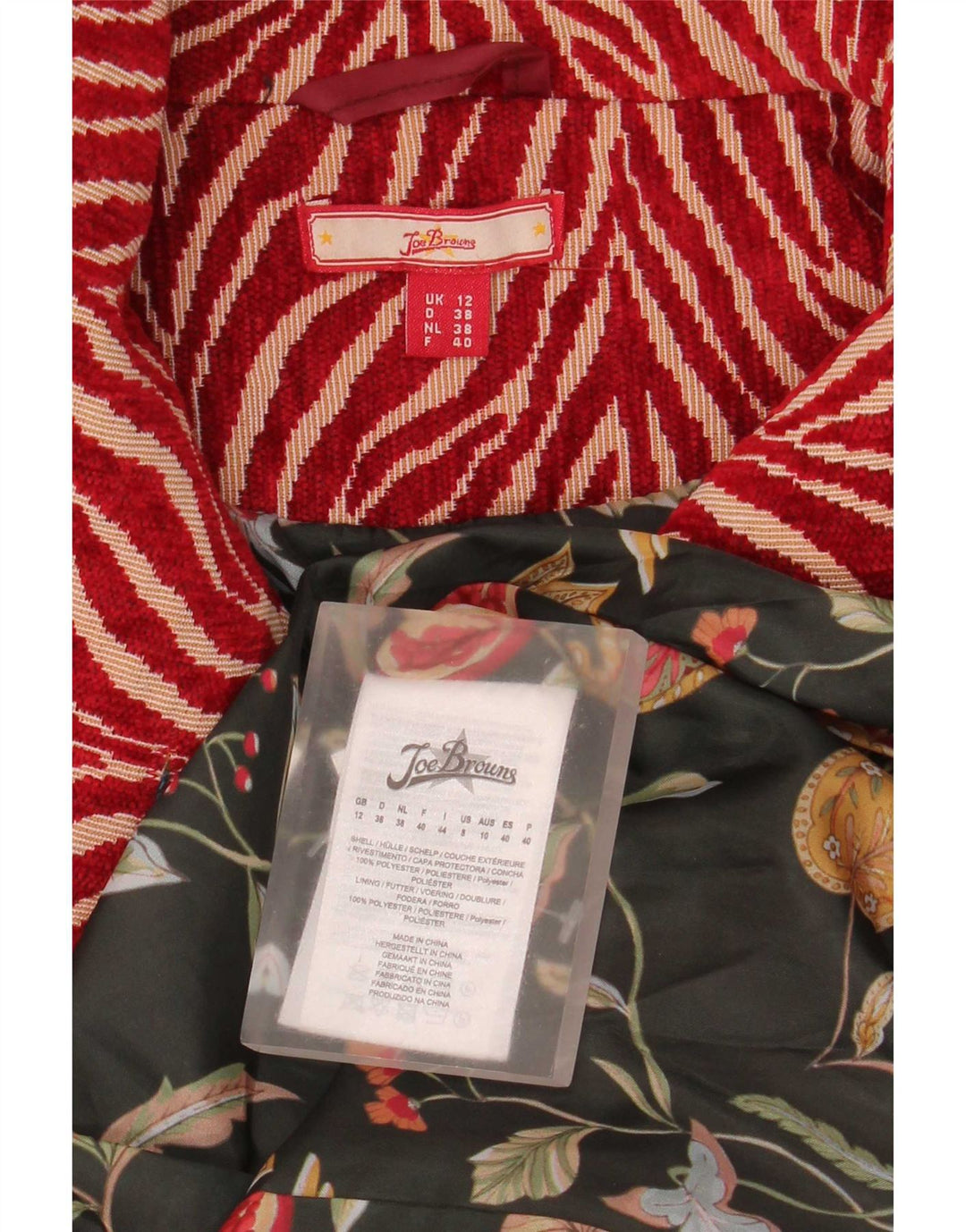 Joe Browns Womens Overcoat UK 12 Medium Red Animal Print Polyester