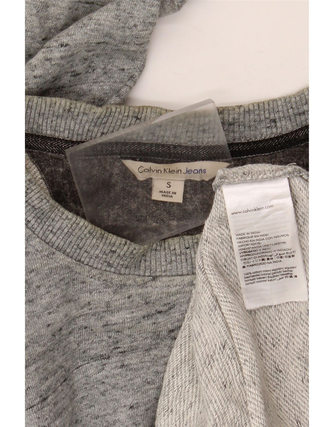 CALVIN KLEIN JEANS Mens Graphic Sweatshirt Jumper Small Grey Flecked