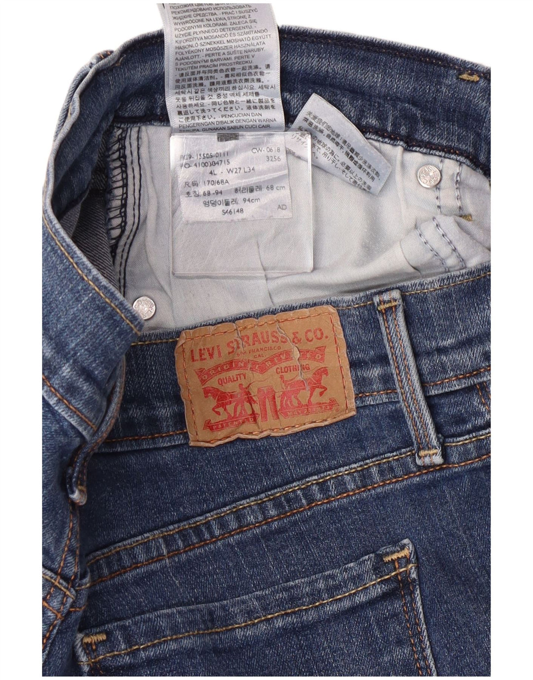 Levi's Womens 505 Straight Jeans US 4 Small W27 L34 Blue Cotton Classic