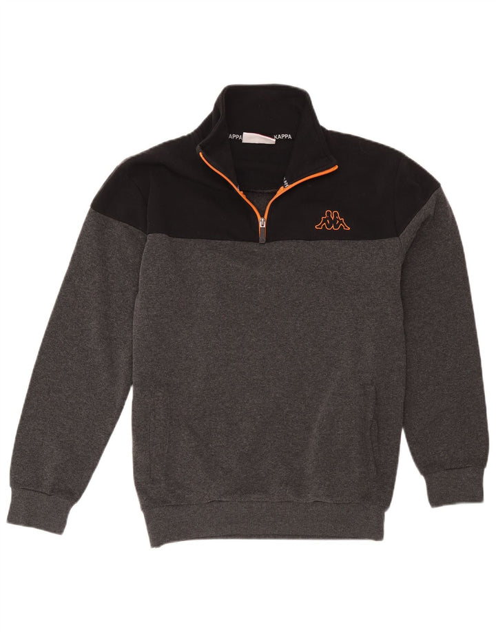 Kappa Mens Zip Neck Fleece Jumper Large Grey Colourblock Polyester