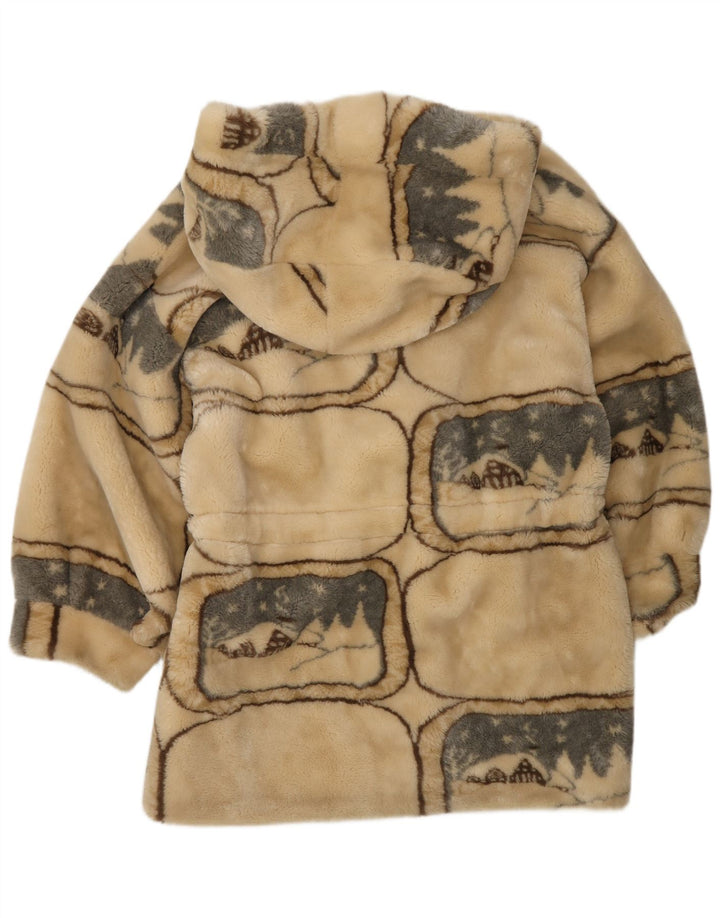Verde Piu Womens Oversized Hooded Overcoat IT 42 Medium Beige Geometric