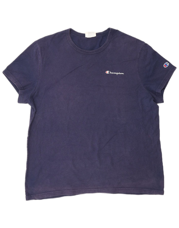 Champion Mens Graphic T-Shirt Top XL Navy Blue Cotton