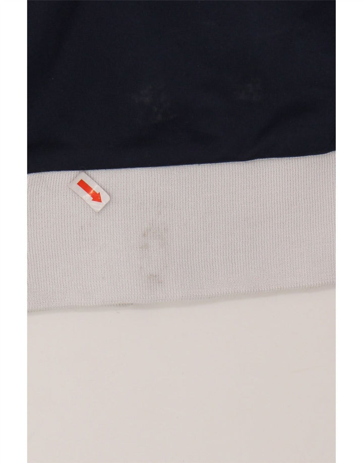 ASICS Mens Tracksuit Top Jacket Small Navy Blue Colourblock Polyester