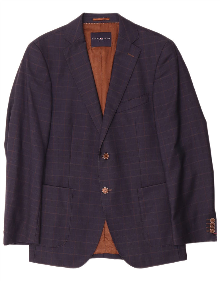 Tommy Hilfiger Mens Tailored Blazer Jacket IT 46 Small Navy Blue Check