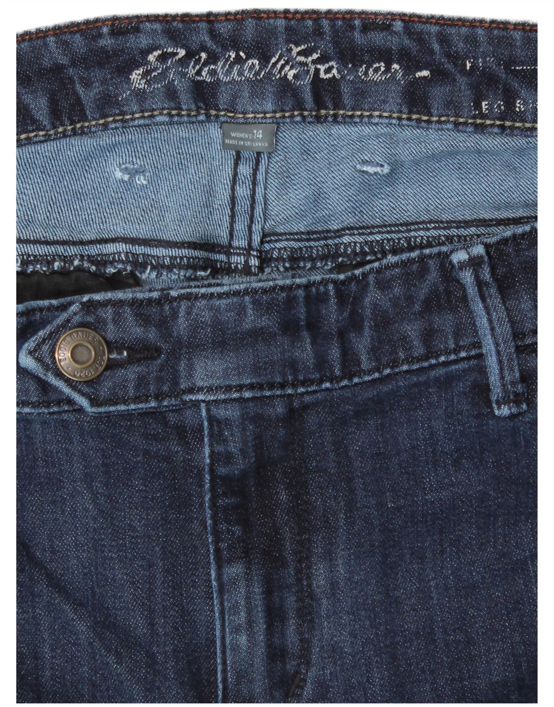 EDDIE BAUER Womens Curvy Straight Jeans US 14 XL W36 L28 Navy Blue Cotton