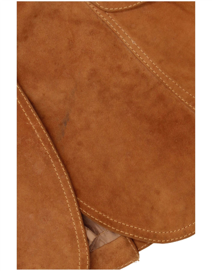 VINTAGE Womens 3 Button Suede Blazer Jacket IT 42 Medium Brown