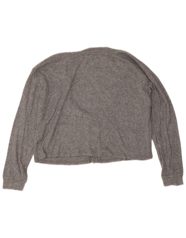 Zara Womens Crop Oversized Cardigan Sweater UK 12 Medium Grey Viscose
