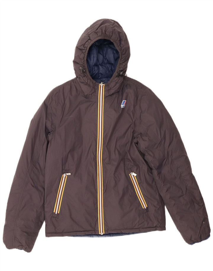 K-WAY Boys Hooded Reversible Padded Jacket 11-12 Years Small Grey