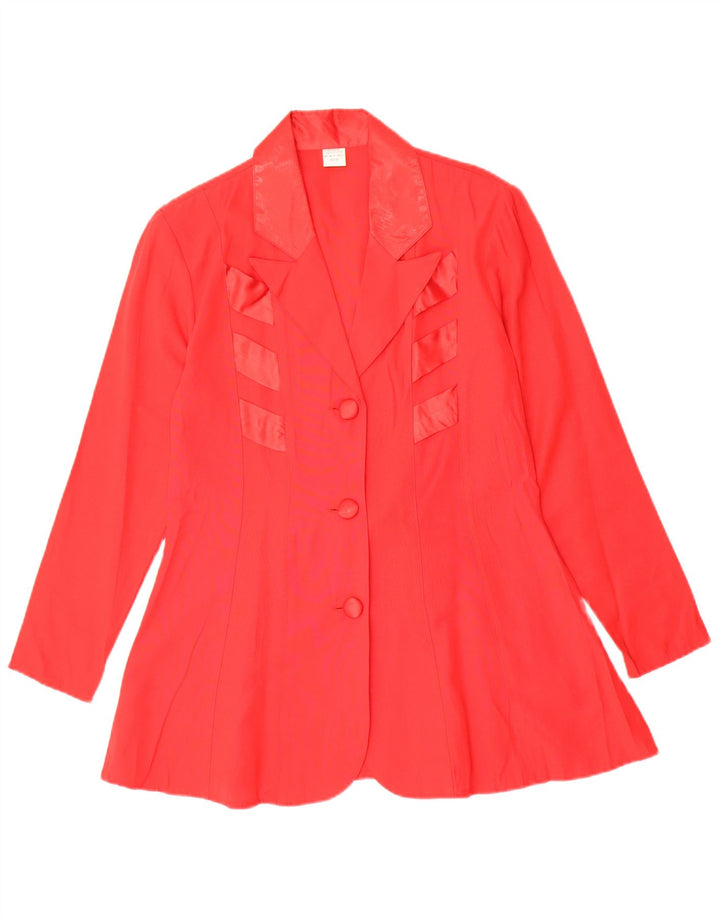 VINTAGE Womens 3 Button Blazer Jacket UK 12 Medium Red Viscose