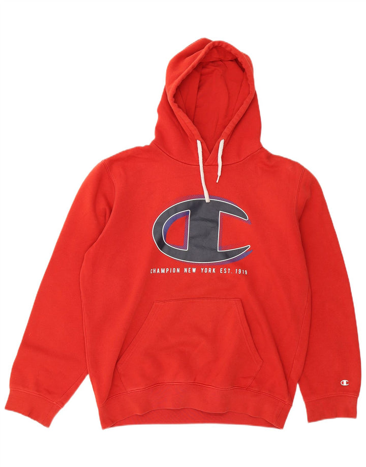 Champion Mens Graphic Hoodie Jumper Medium Red