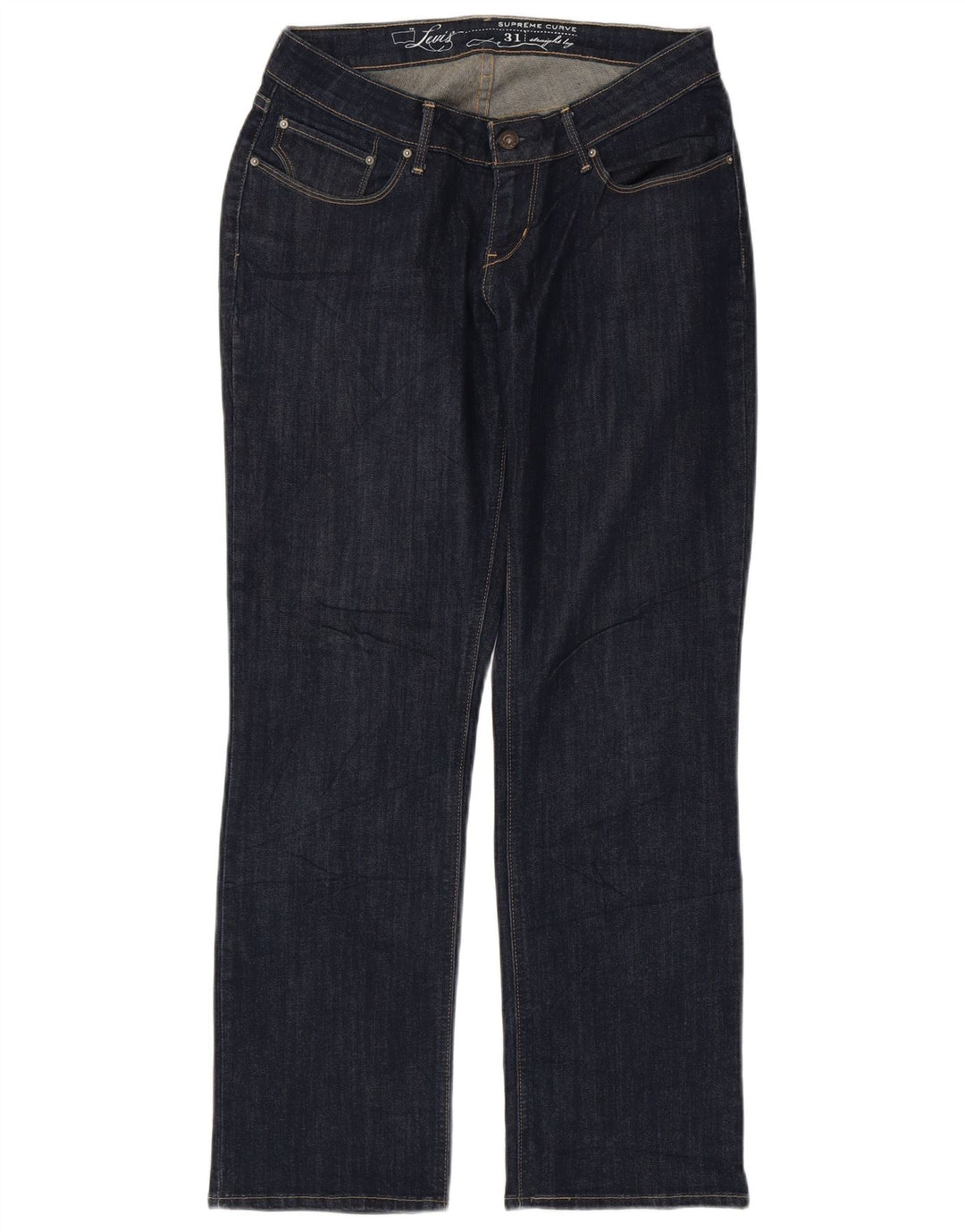 LEVI'S Womens Straight Jeans W31 L30 Navy Blue Cotton